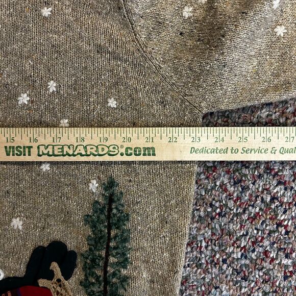 Northern Isles Tan Marled 2004 Christmas Winter Scenes Full Zip Sweater Size XL - Picture 14 of 15